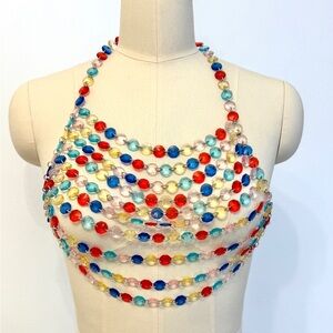 ALTEREDREAMS Multicolor Beaded Body Chain Top | Festival Rave Harness Statement